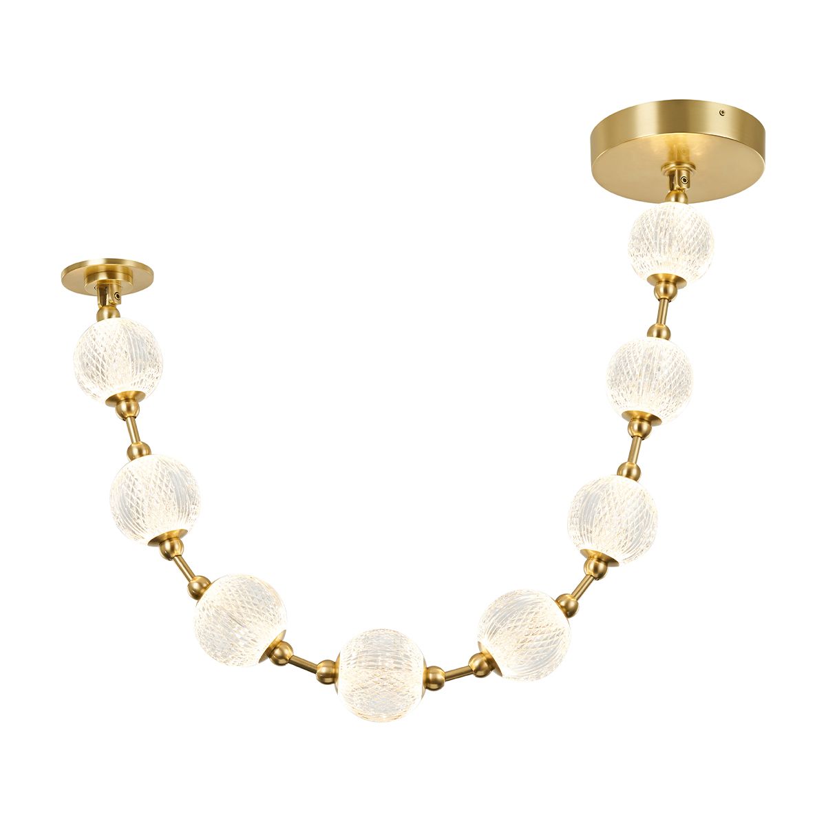 QN-MARNI-8P-148-NBR Marni 8 Head LED Pendant Natural Brass
