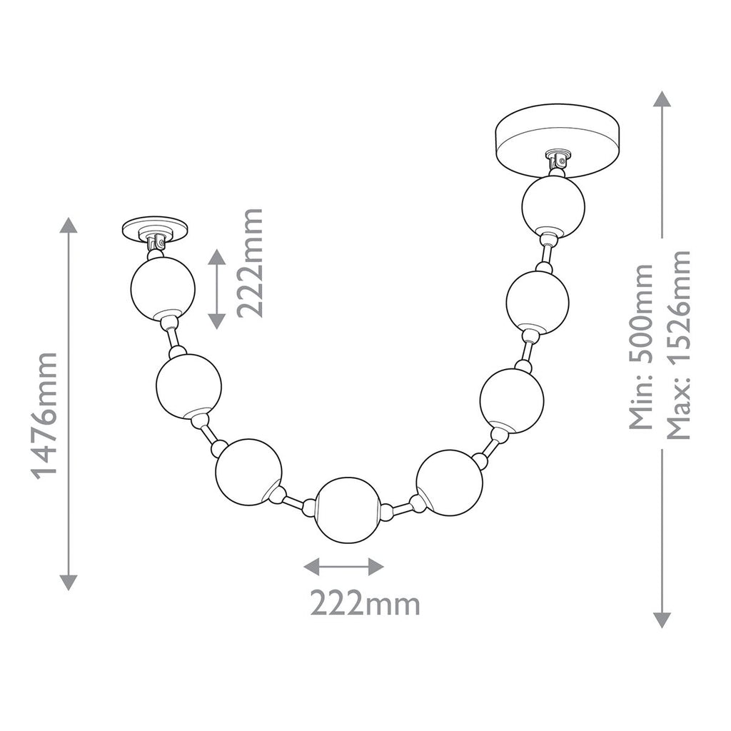 QN-MARNI-8P-148-NBR Marni 8 Head LED Pendant Natural Brass