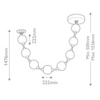 QN-MARNI-8P-148-NBR Marni 8 Head LED Pendant Natural Brass