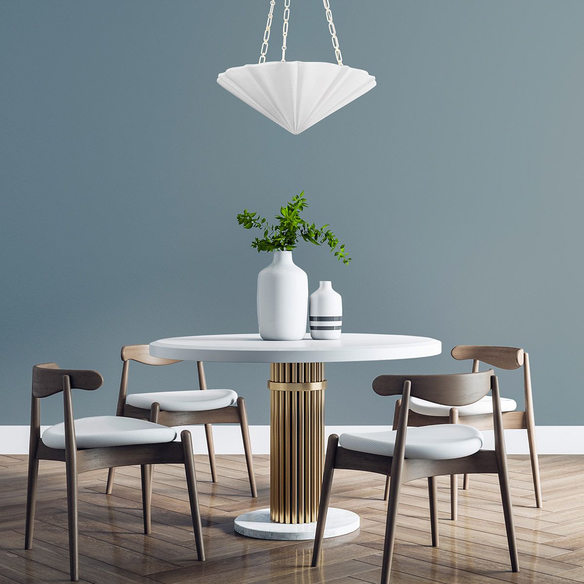QN-MARTINE-P-WHT Martine 3 Light Pendant Antique White
