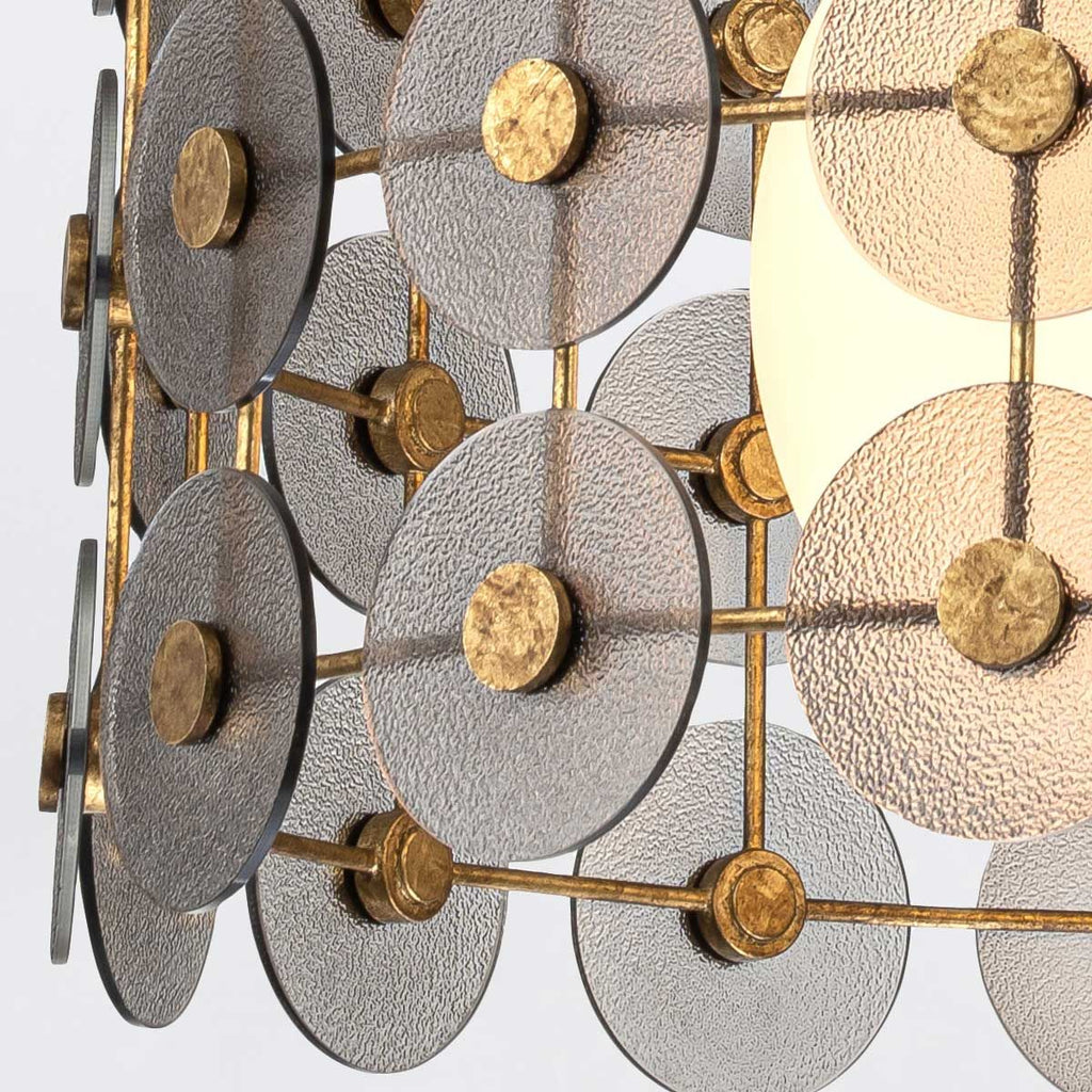 QN-MERIDIAN-3P-DG Meridian 3 Light Pendant Distressed Gold / Smoked Glass