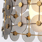 QN-MERIDIAN-3P-DG Meridian 3 Light Pendant Distressed Gold / Smoked Glass