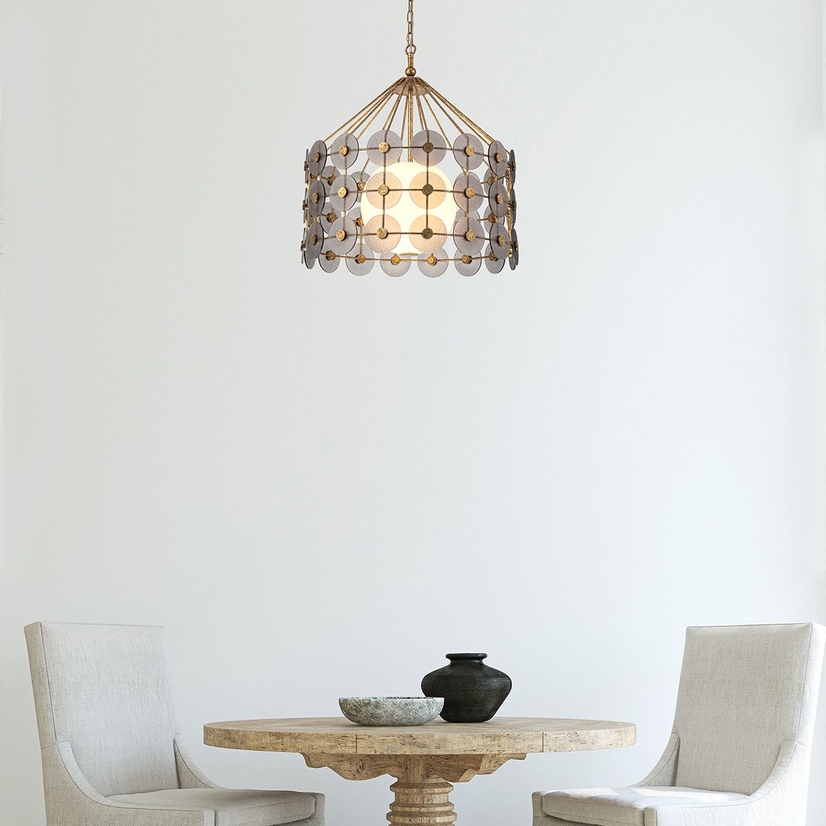 QN-MERIDIAN-3P-DG Meridian 3 Light Pendant Distressed Gold / Smoked Glass