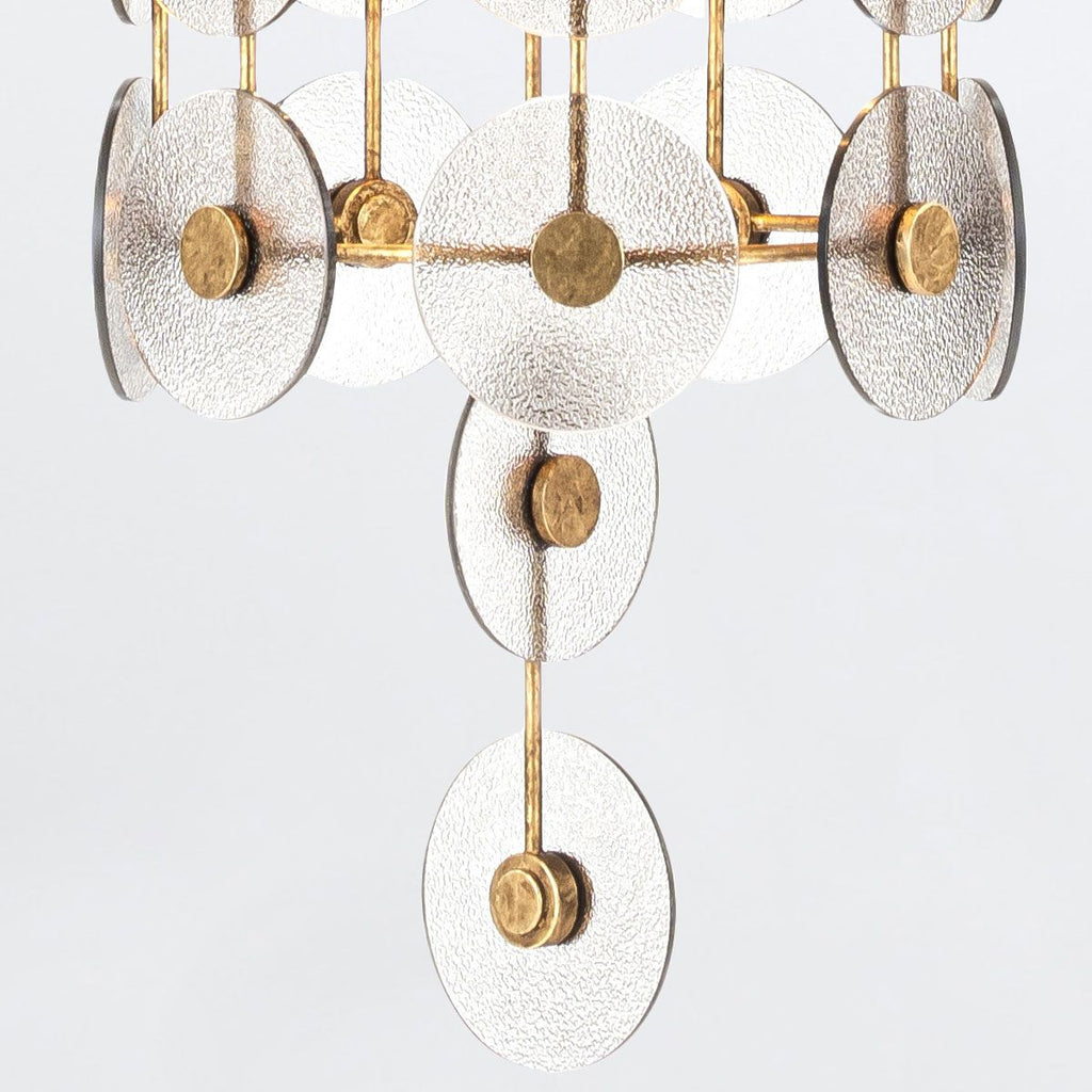 QN-MERIDIAN-9P-DG Meridian 9 Light Pendant Distressed Gold / Smoked Glass