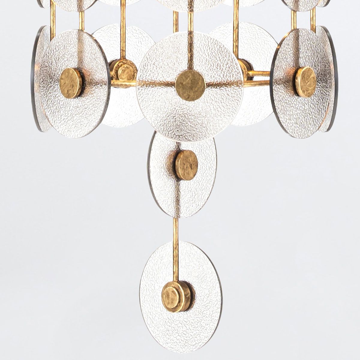 QN-MERIDIAN-9P-DG Meridian 9 Light Pendant Distressed Gold / Smoked Glass