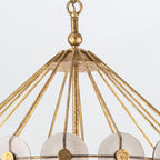 QN-MERIDIAN-9P-DG Meridian 9 Light Pendant Distressed Gold / Smoked Glass