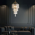 QN-MERIDIAN-9P-DG Meridian 9 Light Pendant Distressed Gold / Smoked Glass