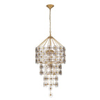 QN-MERIDIAN-9P-DG Meridian 9 Light Pendant Distressed Gold / Smoked Glass