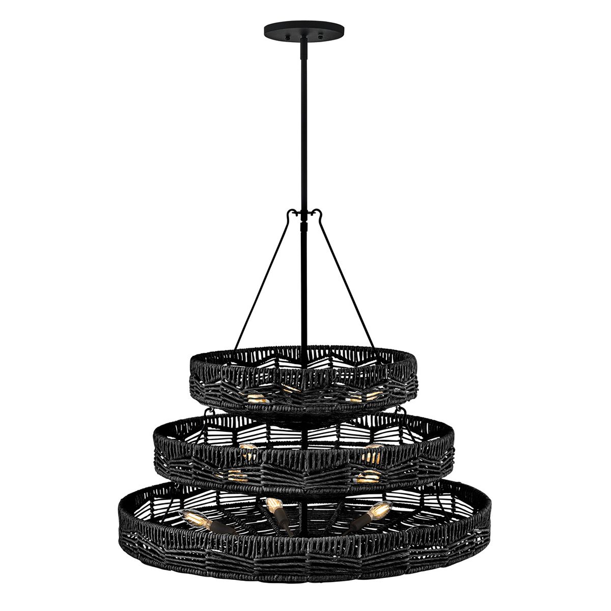 QN-OPHELIA-13P-BK-BK Ophelia 13 Light Multi-Tier Chandelier Black