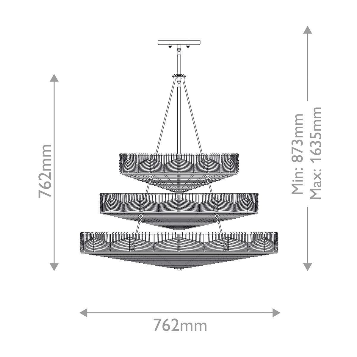 QN-OPHELIA-13P-BK-BK Ophelia 13 Light Multi-Tier Chandelier Black