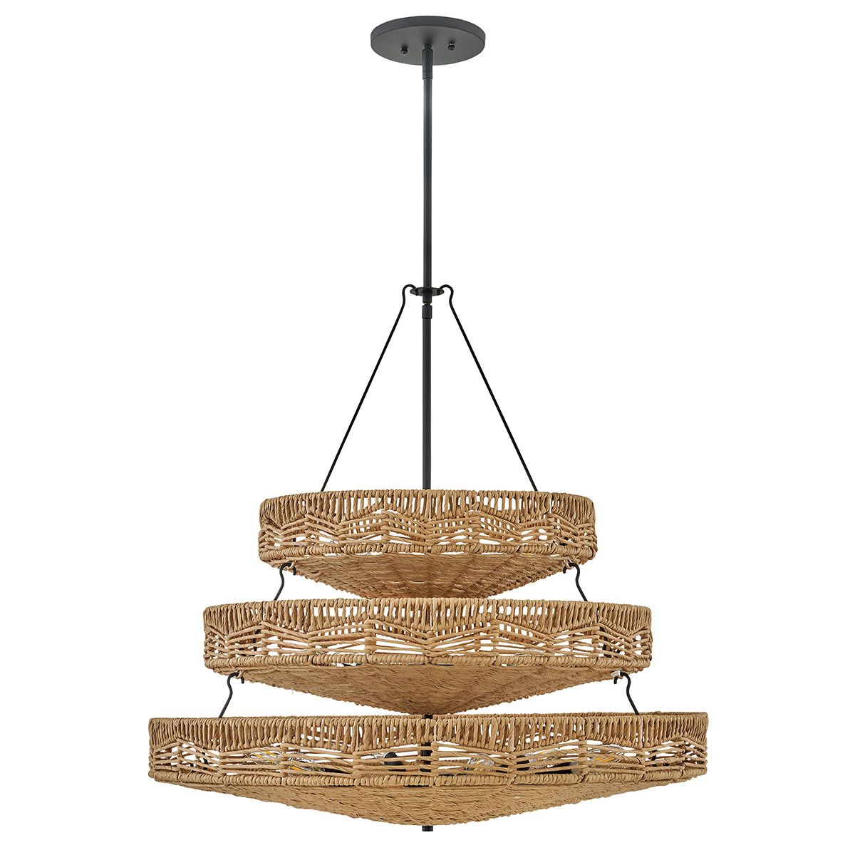 QN-OPHELIA-13P-BK-CAM Ophelia 13 Light Multi-Tier Chandelier Black/Camel