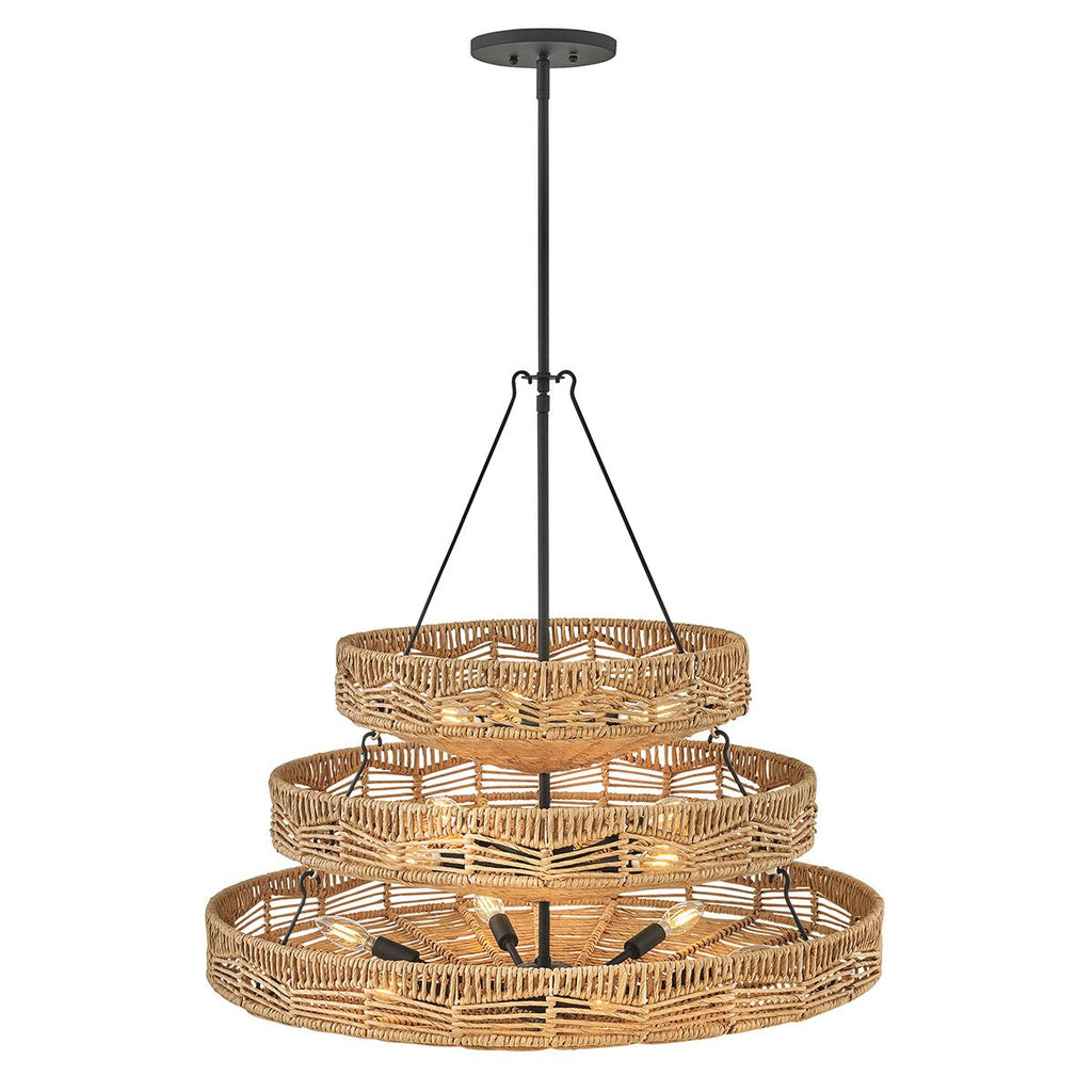 QN-OPHELIA-13P-BK-CAM Ophelia 13 Light Multi-Tier Chandelier Black/Camel