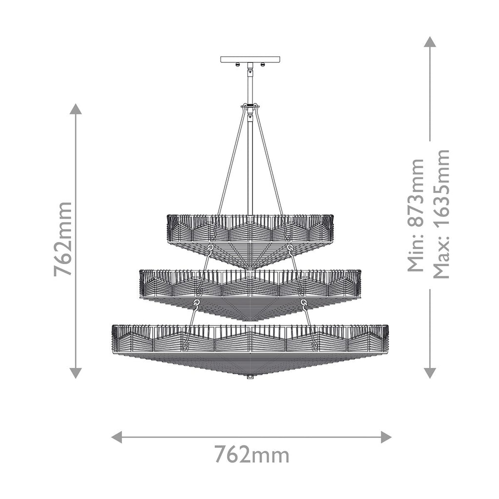 QN-OPHELIA-13P-BK-CAM Ophelia 13 Light Multi-Tier Chandelier Black/Camel