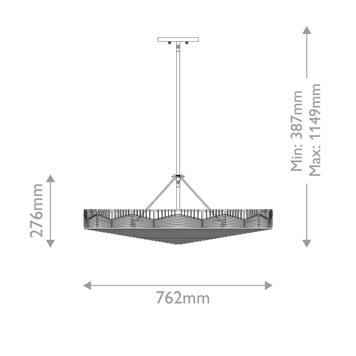 QN-OPHELIA-6P-BK-BK Ophelia 6 Light Duo Mount Pendant Black