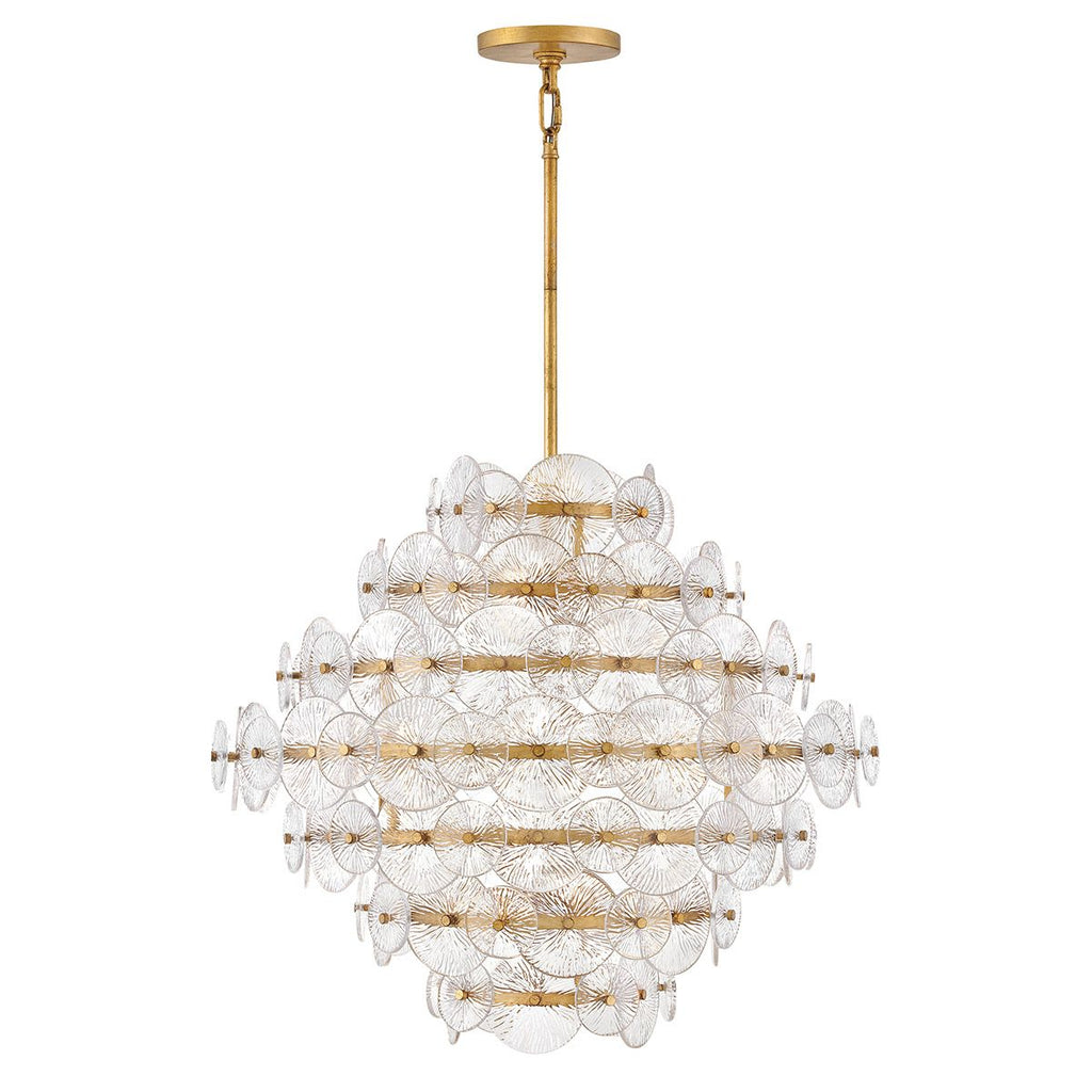 QN-RENE-16P-DSB Rene 16 Light Multi-Tier Chandelier Distressed Brass