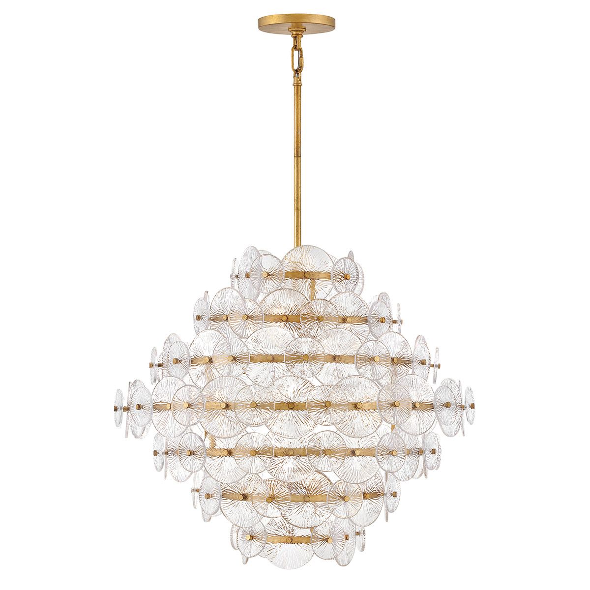 QN-RENE-16P-DSB Rene 16 Light Multi-Tier Chandelier Distressed Brass