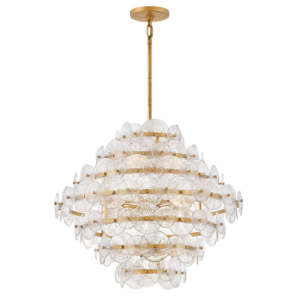QN-RENE-16P-DSB Rene 16 Light Multi-Tier Chandelier Distressed Brass
