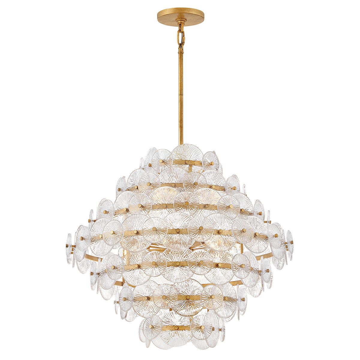 QN-RENE-16P-DSB Rene 16 Light Multi-Tier Chandelier Distressed Brass
