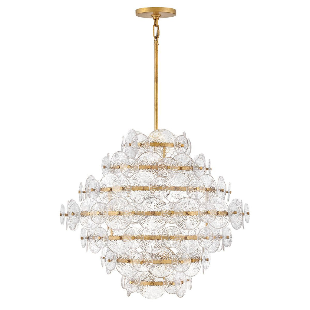 QN-RENE-16P-DSB Rene 16 Light Multi-Tier Chandelier Distressed Brass