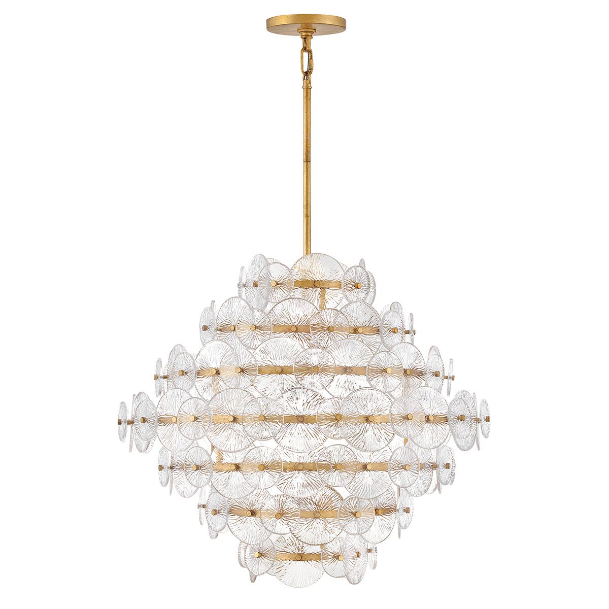 QN-RENE-16P-DSB Rene 16 Light Multi-Tier Chandelier Distressed Brass