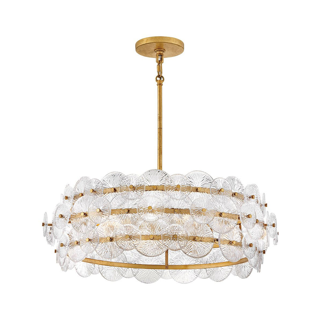 QN-RENE-6P-DSB Rene 6 Light Drum Chandelier Distressed Brass