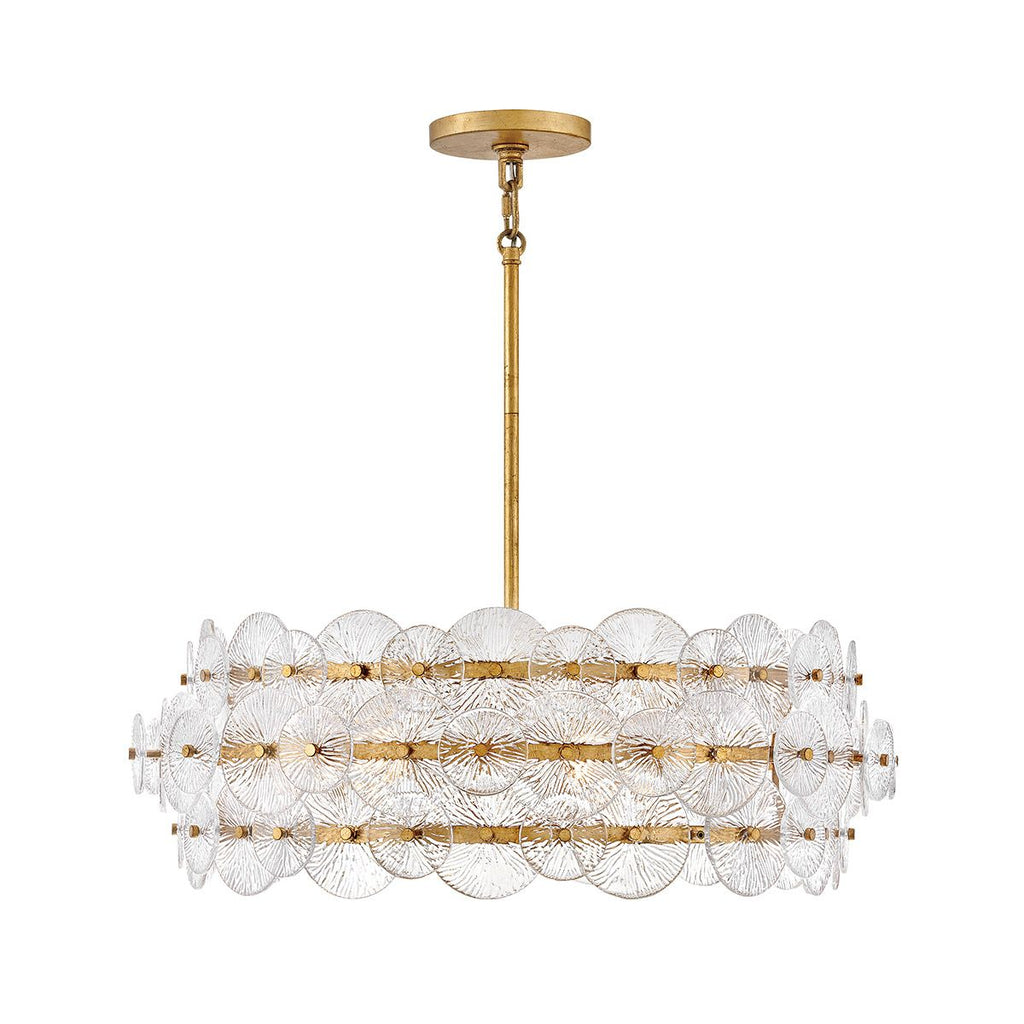 QN-RENE-6P-DSB Rene 6 Light Drum Chandelier Distressed Brass