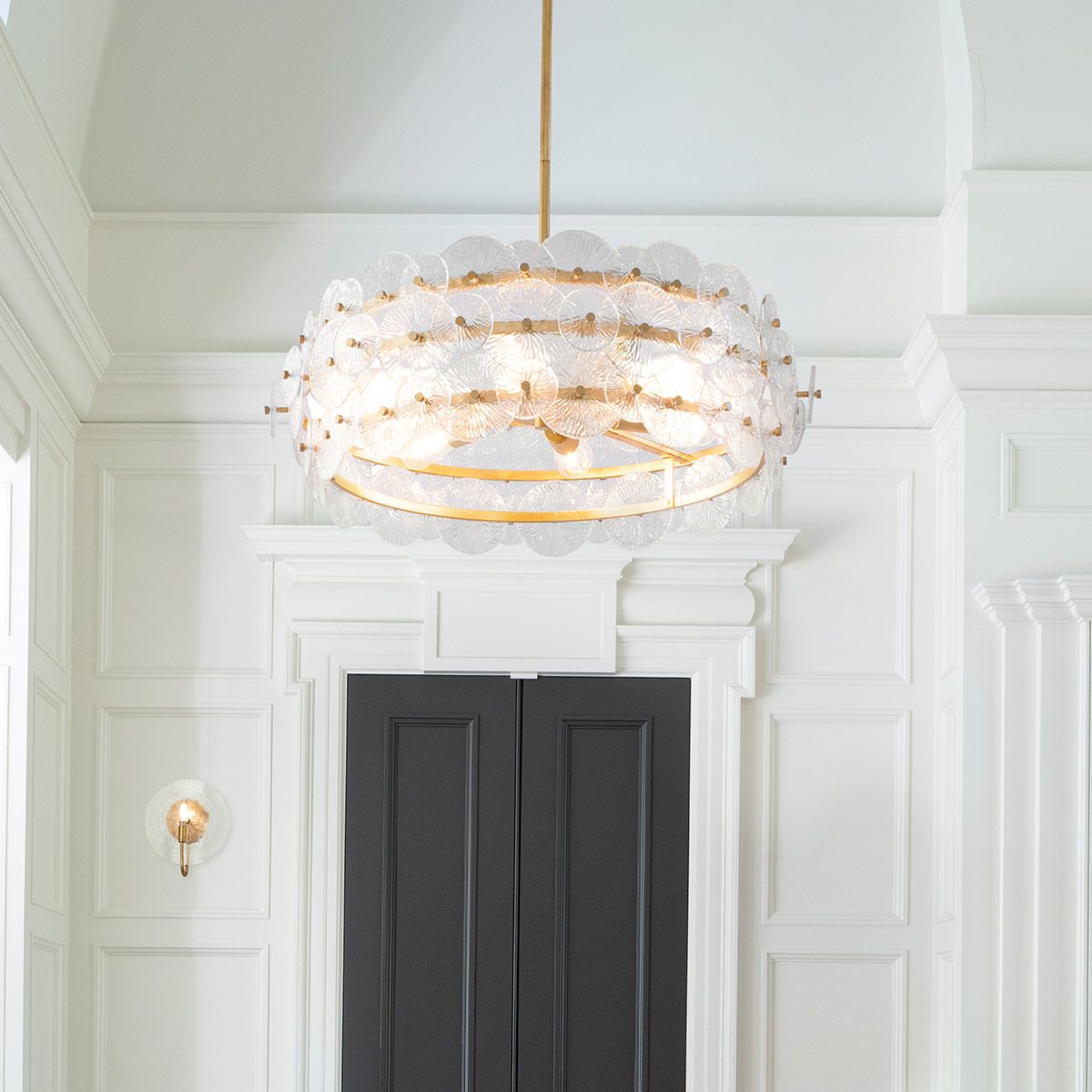 QN-RENE-6P-DSB Rene 6 Light Drum Chandelier Distressed Brass