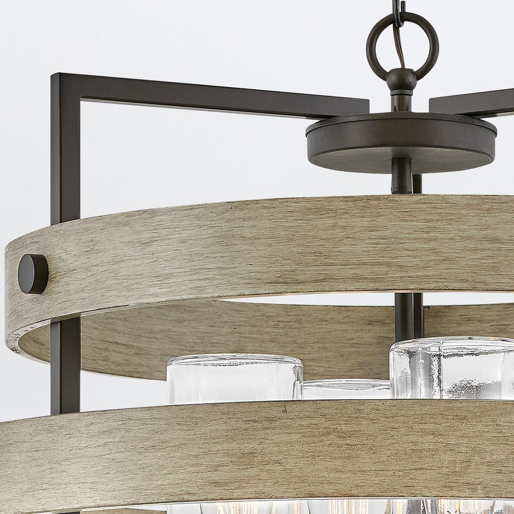 QN-RIVERWOOD4 Riverwood Outdoor 4 Light Chandelier Warm Bronze with Warm Ash accents