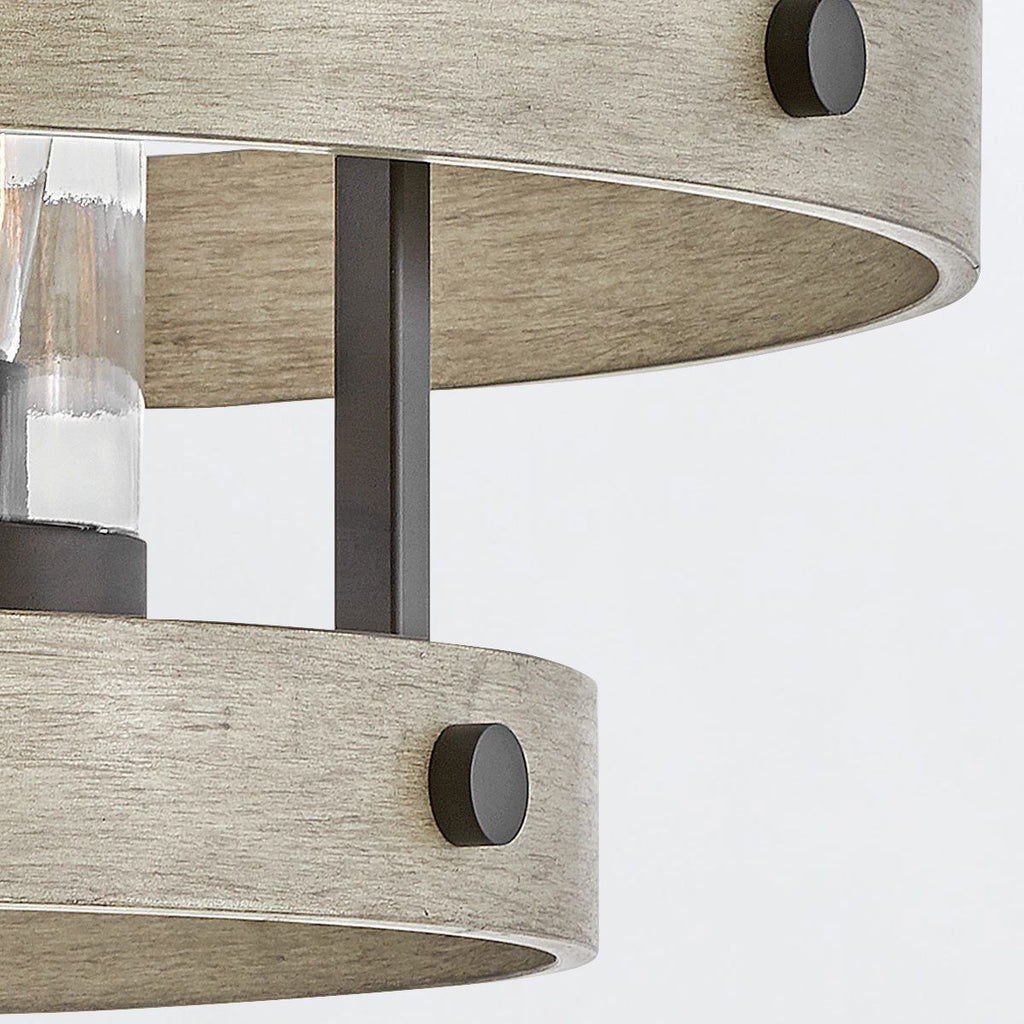QN-RIVERWOOD4 Riverwood Outdoor 4 Light Chandelier Warm Bronze with Warm Ash accents