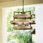 QN-RIVERWOOD4 Riverwood Outdoor 4 Light Chandelier Warm Bronze with Warm Ash accents