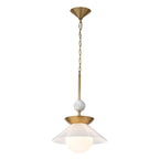 QN-SAUCER-1P-M-AB-OPAL Saucer 1 Light Medium Pendant Aged Brass
