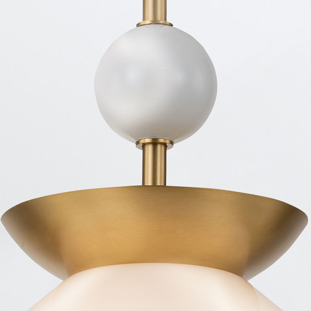 QN-SAUCER-1P-M-AB-OPAL Saucer 1 Light Medium Pendant Aged Brass
