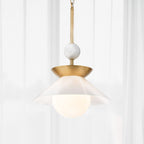 QN-SAUCER-1P-M-AB-OPAL Saucer 1 Light Medium Pendant Aged Brass