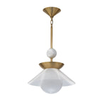 QN-SAUCER-1P-M-AB-OPAL Saucer 1 Light Medium Pendant Aged Brass