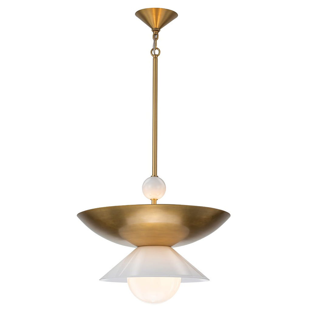 QN-SAUCER-4P-L-AB-OPAL Saucer 4 Light Large Pendant Aged Brass
