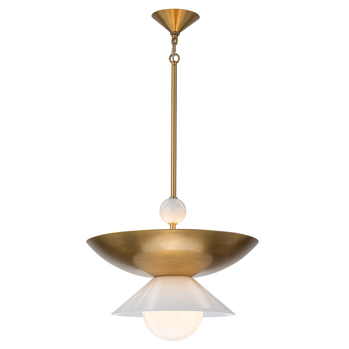 QN-SAUCER-4P-L-AB-OPAL Saucer 4 Light Large Pendant Aged Brass