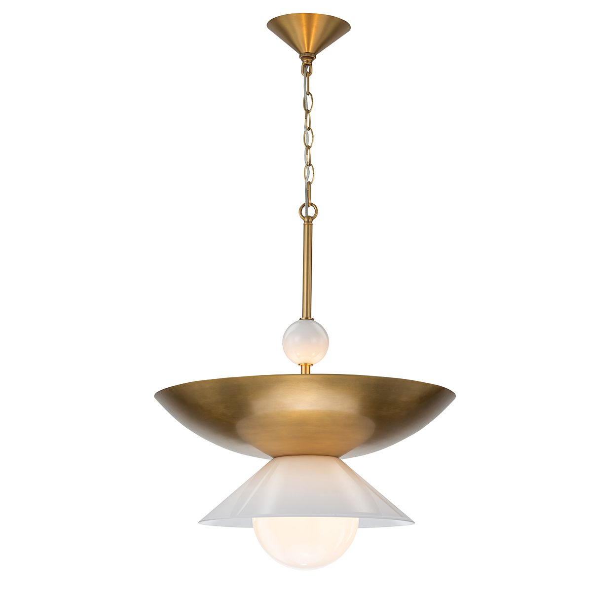 QN-SAUCER-4P-L-AB-OPAL Saucer 4 Light Large Pendant Aged Brass