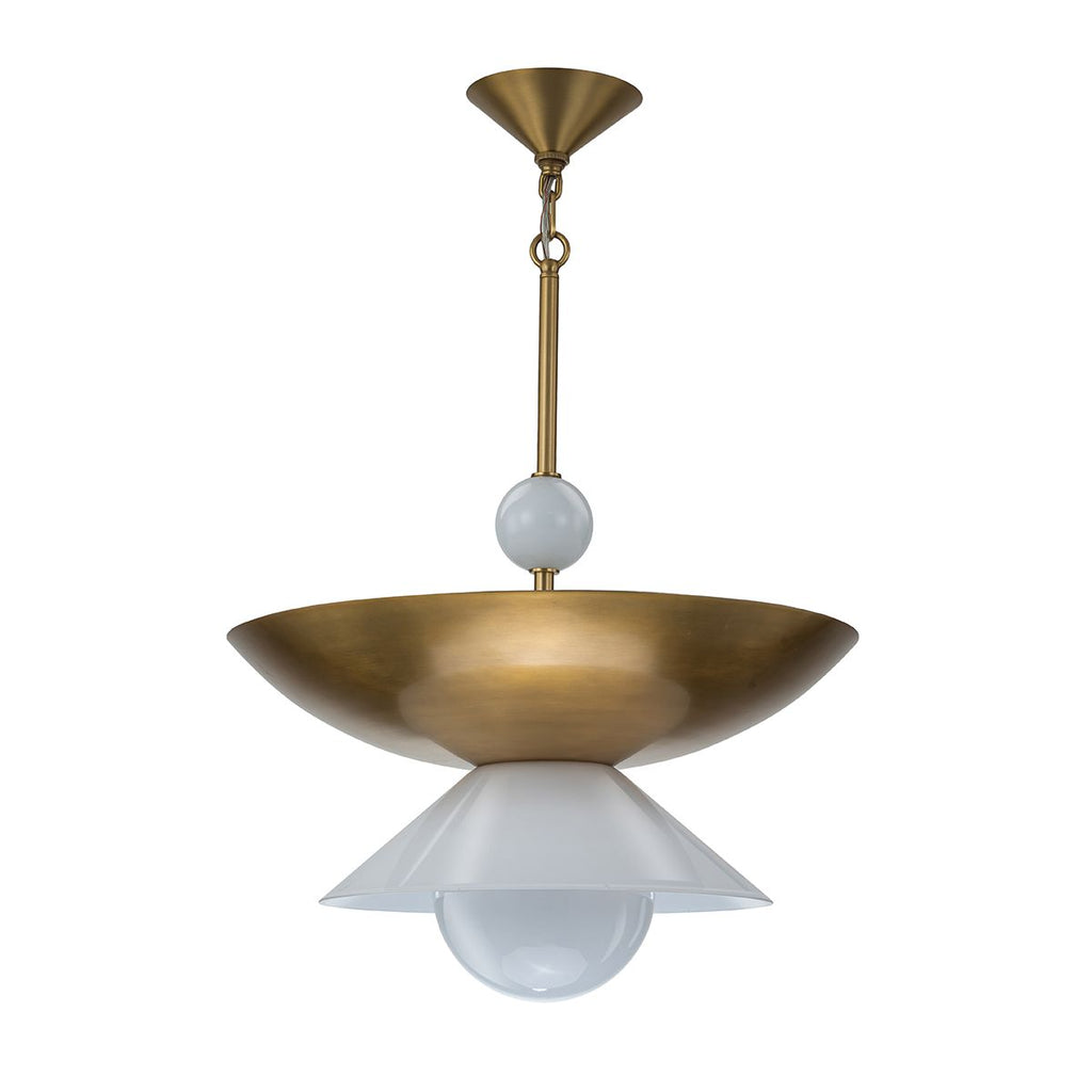 QN-SAUCER-4P-L-AB-OPAL Saucer 4 Light Large Pendant Aged Brass