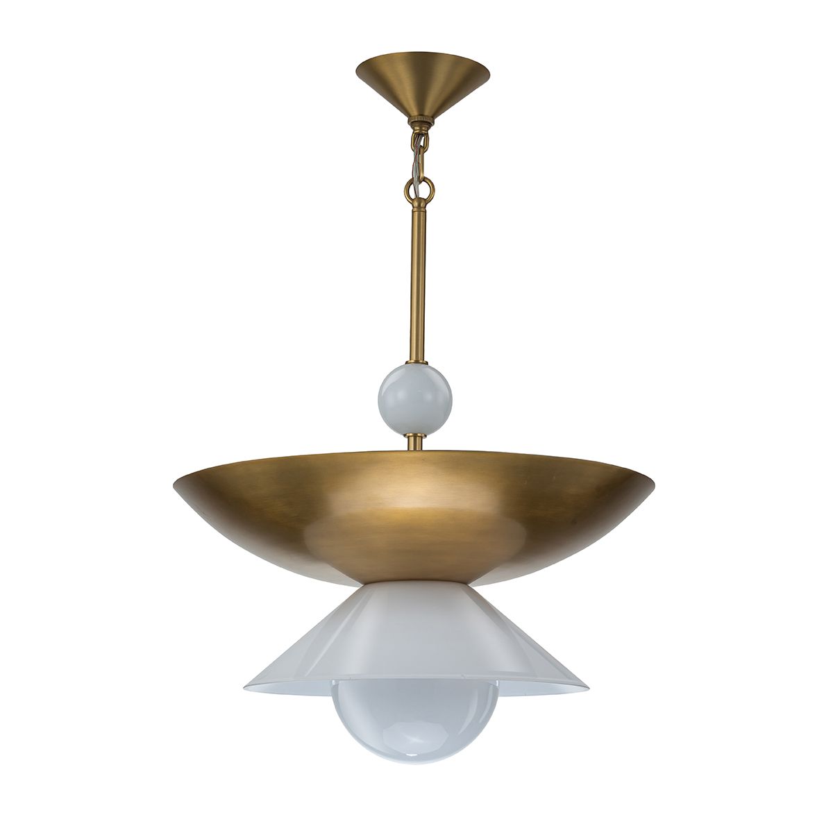QN-SAUCER-4P-L-AB-OPAL Saucer 4 Light Large Pendant Aged Brass
