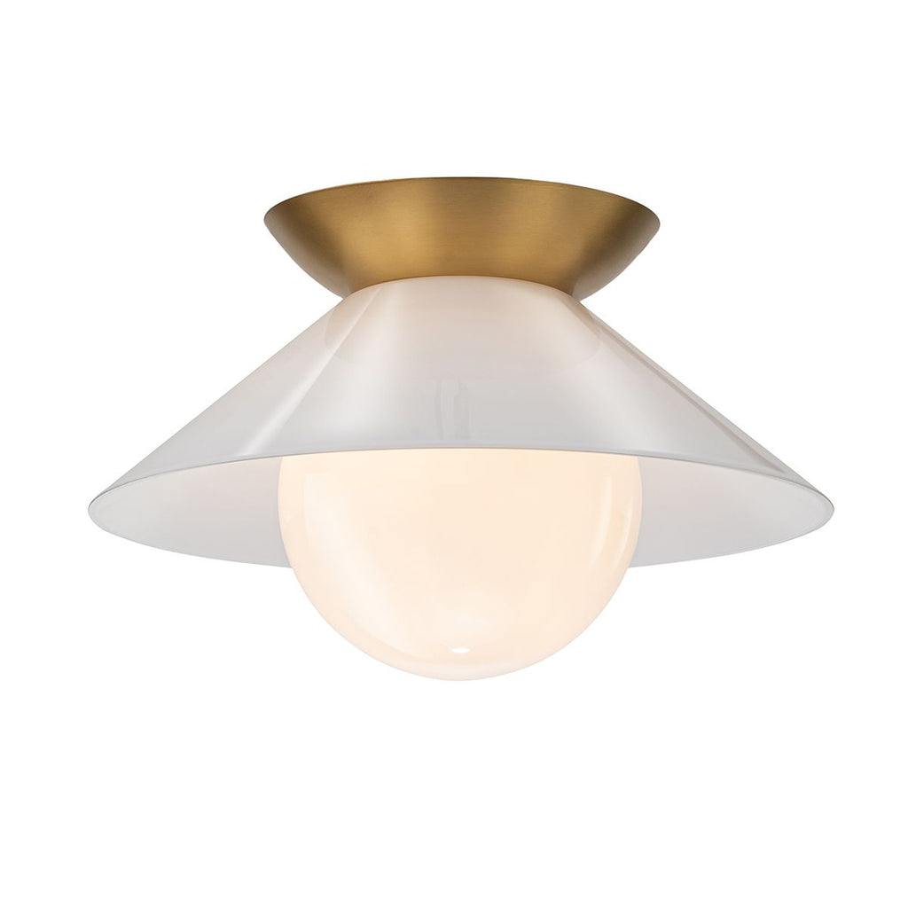 QN-SAUCER-FM-AB-OPAL Saucer 1 Light Flush Aged Brass