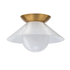 QN-SAUCER-FM-AB-OPAL Saucer 1 Light Flush Aged Brass
