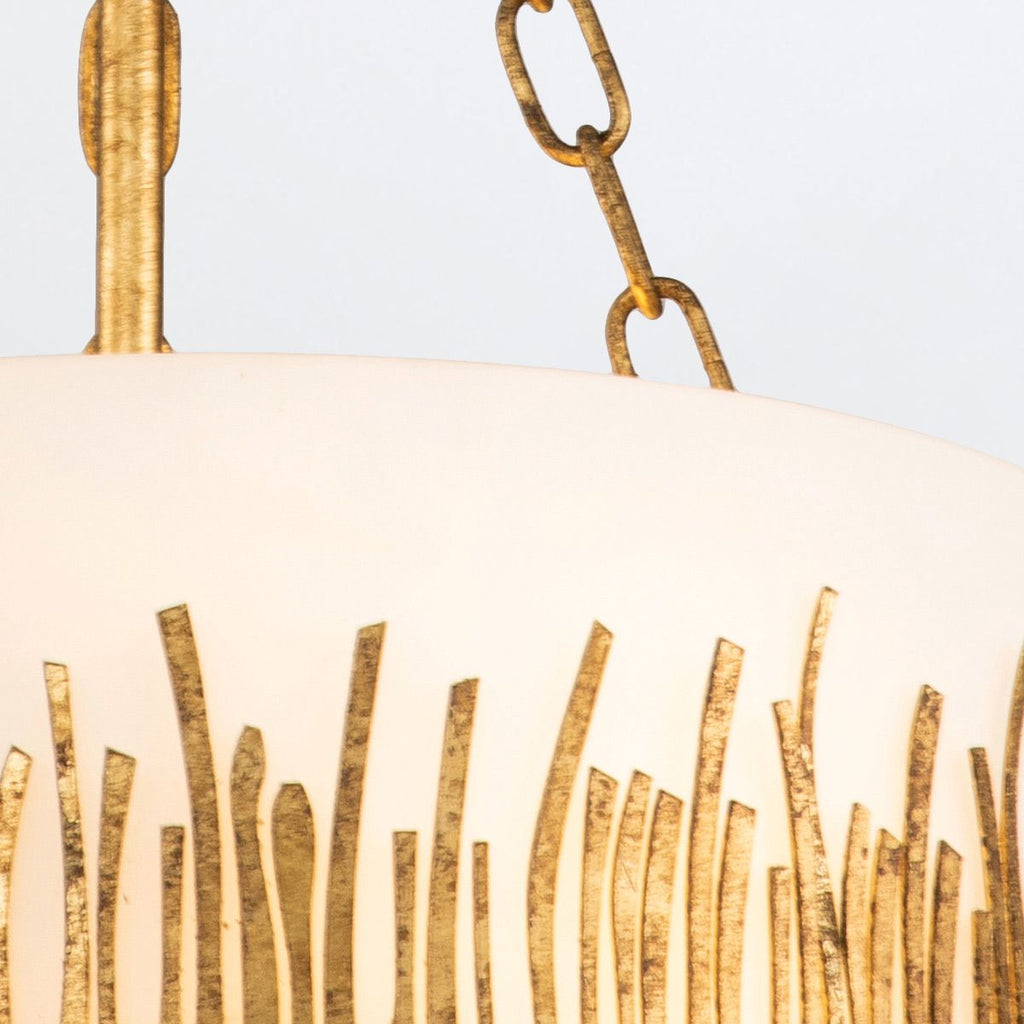 QN-SAWGRASS-2P-DG-O Sawgrass 3 Light Pendant Gold Leaf with Antique Glaze