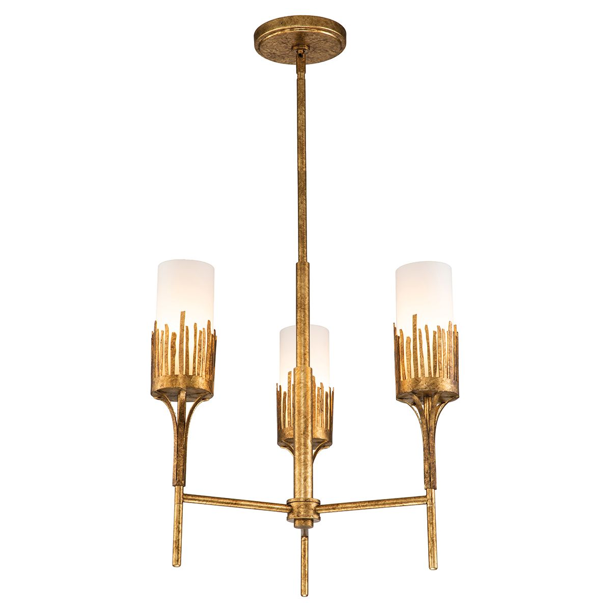 QN-SAWGRASS-3-DG-O Sawgrass 3 Light Chandelier Gold Leaf with Antique Glaze