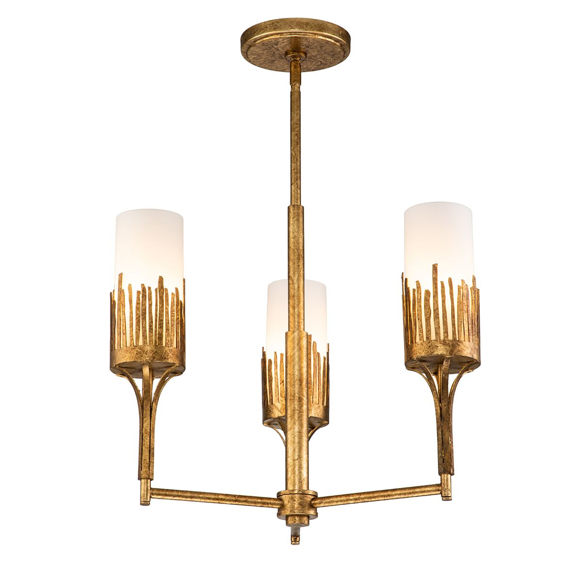 QN-SAWGRASS-3-DG-O Sawgrass 3 Light Chandelier Gold Leaf with Antique Glaze