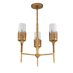 QN-SAWGRASS-3-DG-O Sawgrass 3 Light Chandelier Gold Leaf with Antique Glaze
