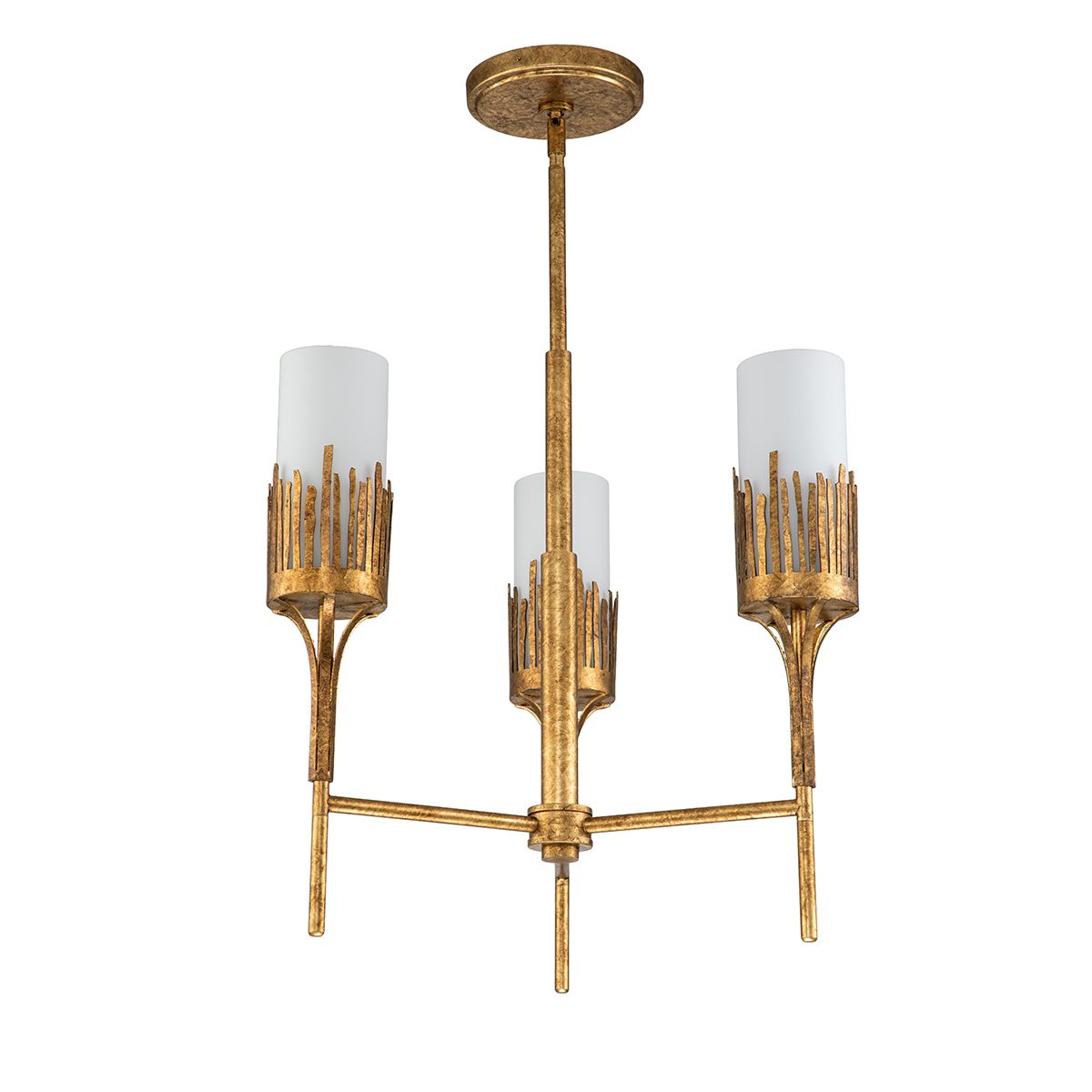 QN-SAWGRASS-3-DG-O Sawgrass 3 Light Chandelier Gold Leaf with Antique Glaze