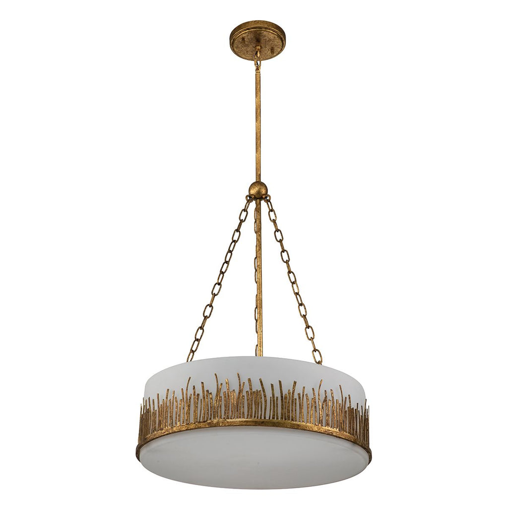 QN-SAWGRASS-3P-DG-O Sawgrass 3 Light Pendant Gold Leaf with Antique Glaze