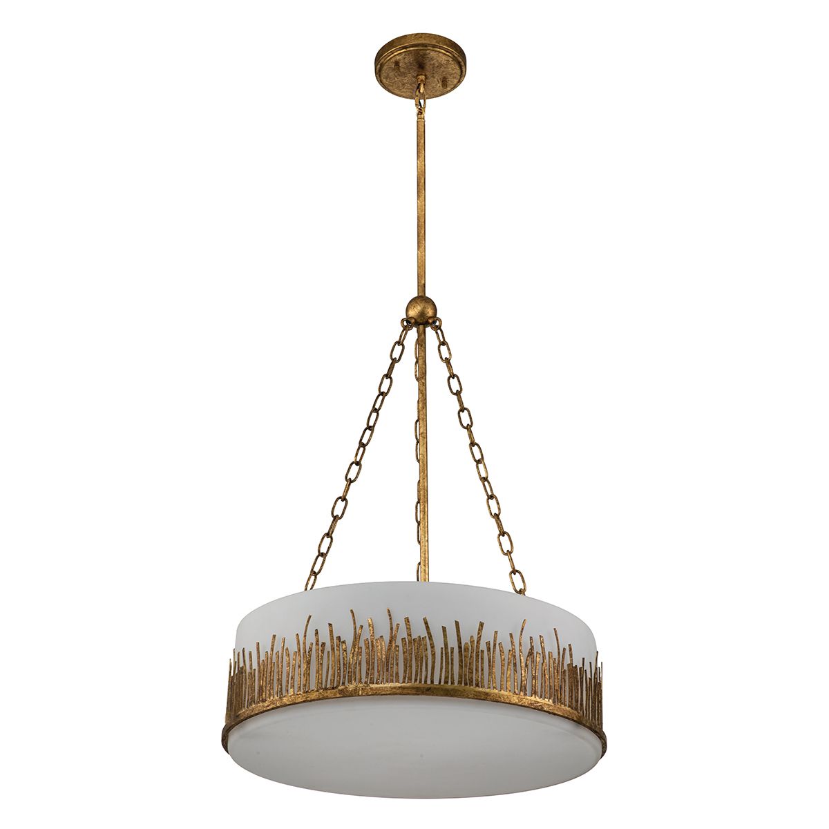 QN-SAWGRASS-3P-DG-O Sawgrass 3 Light Pendant Gold Leaf with Antique Glaze