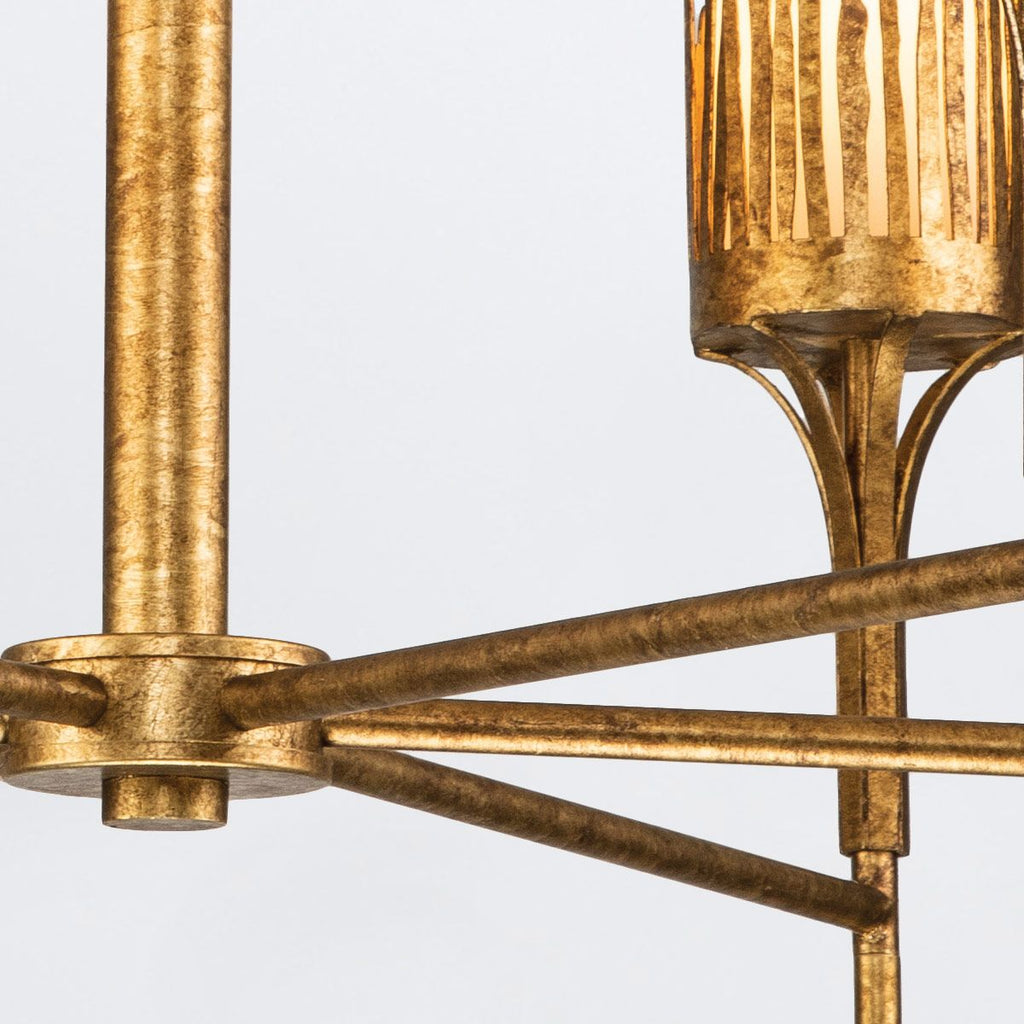 QN-SAWGRASS-6-DG-O Sawgrass 6 Light Chandelier Gold Leaf with Antique Glaze