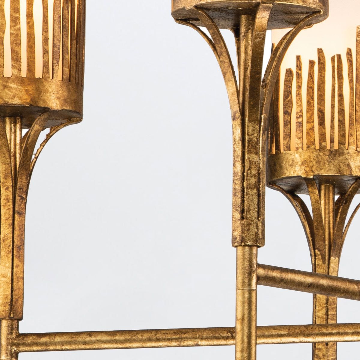 QN-SAWGRASS-6-DG-O Sawgrass 6 Light Chandelier Gold Leaf with Antique Glaze